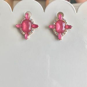 Gorgeous Pink & Iridescent Crystal Post Earrings